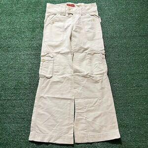 Y2K Abercrombie & Fitch Pants Womens 31 Beige Cargo Wide Leg Utility Cotton